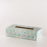 Pearlised Paper Leather Tissue Box- Mint Magnolias