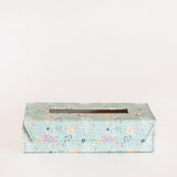 Pearlised Paper Leather Tissue Box- Mint Magnolias