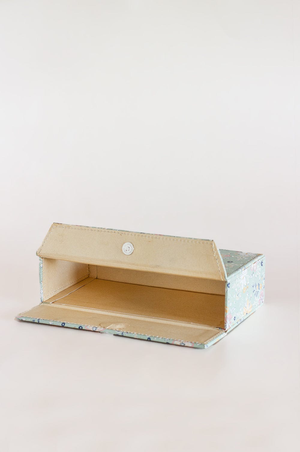 Pearlised Paper Leather Tissue Box- Mint Magnolias