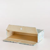 Pearlised Paper Leather Tissue Box- Mint Magnolias