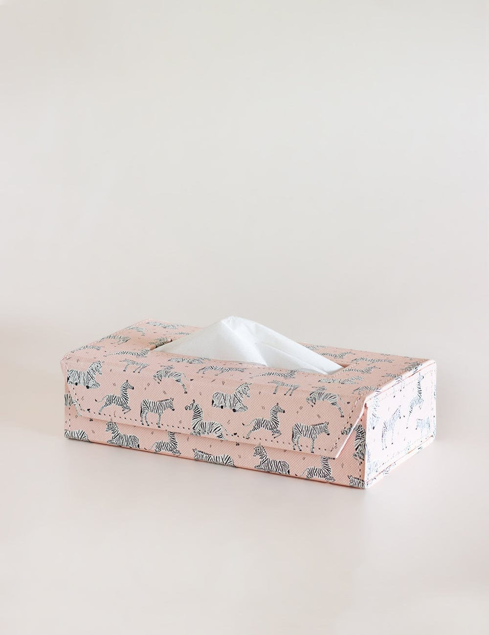 Pearlised Paper Leather Tissue Box - Pink Safari