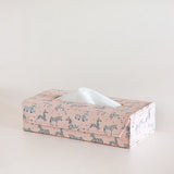 Pearlised Paper Leather Tissue Box - Pink Safari