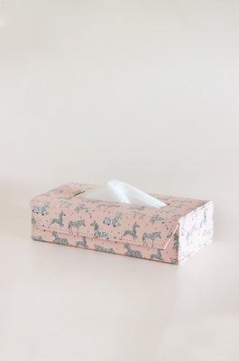 Pearlised Paper Leather Tissue Box - Pink Safari