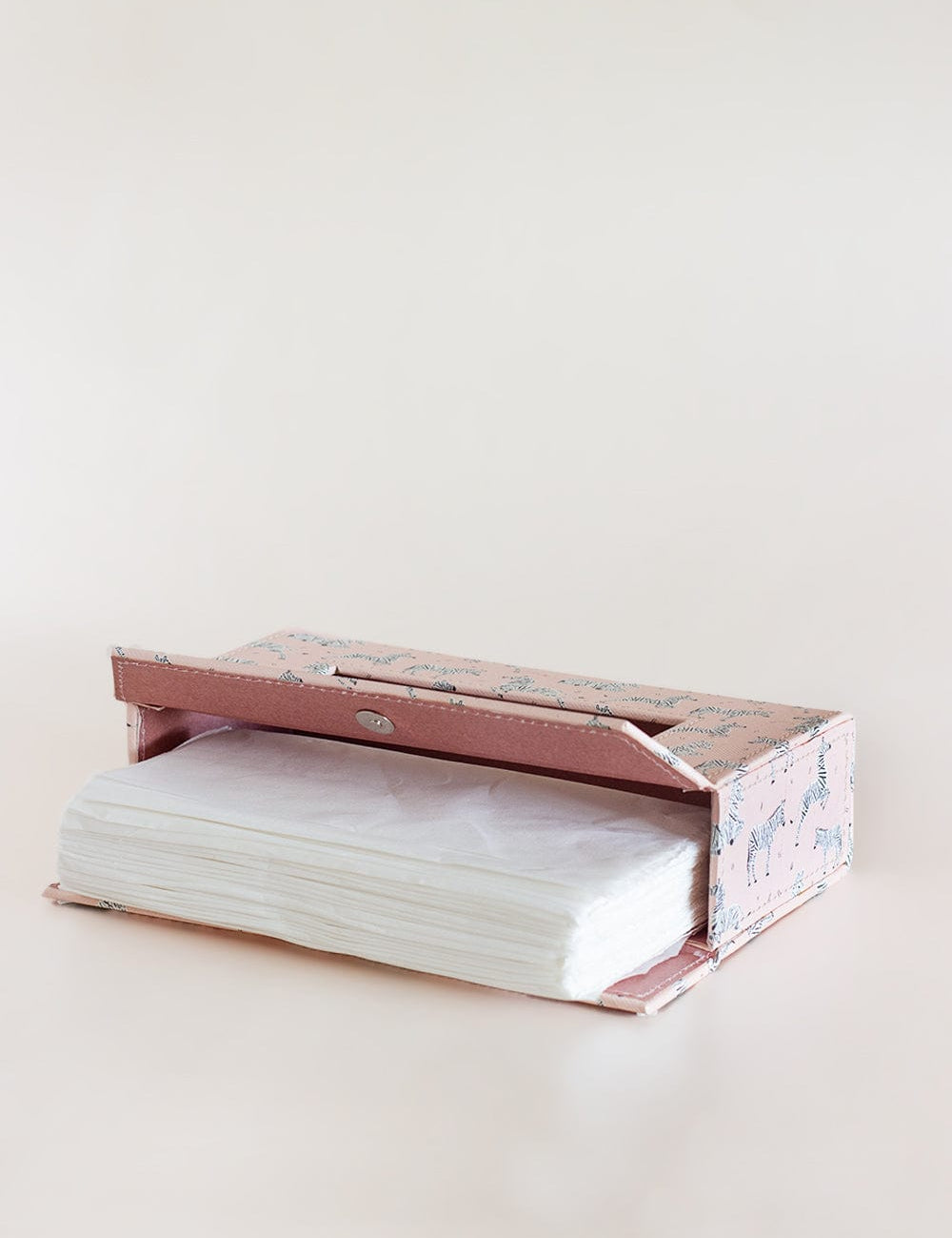 Pearlised Paper Leather Tissue Box - Pink Safari