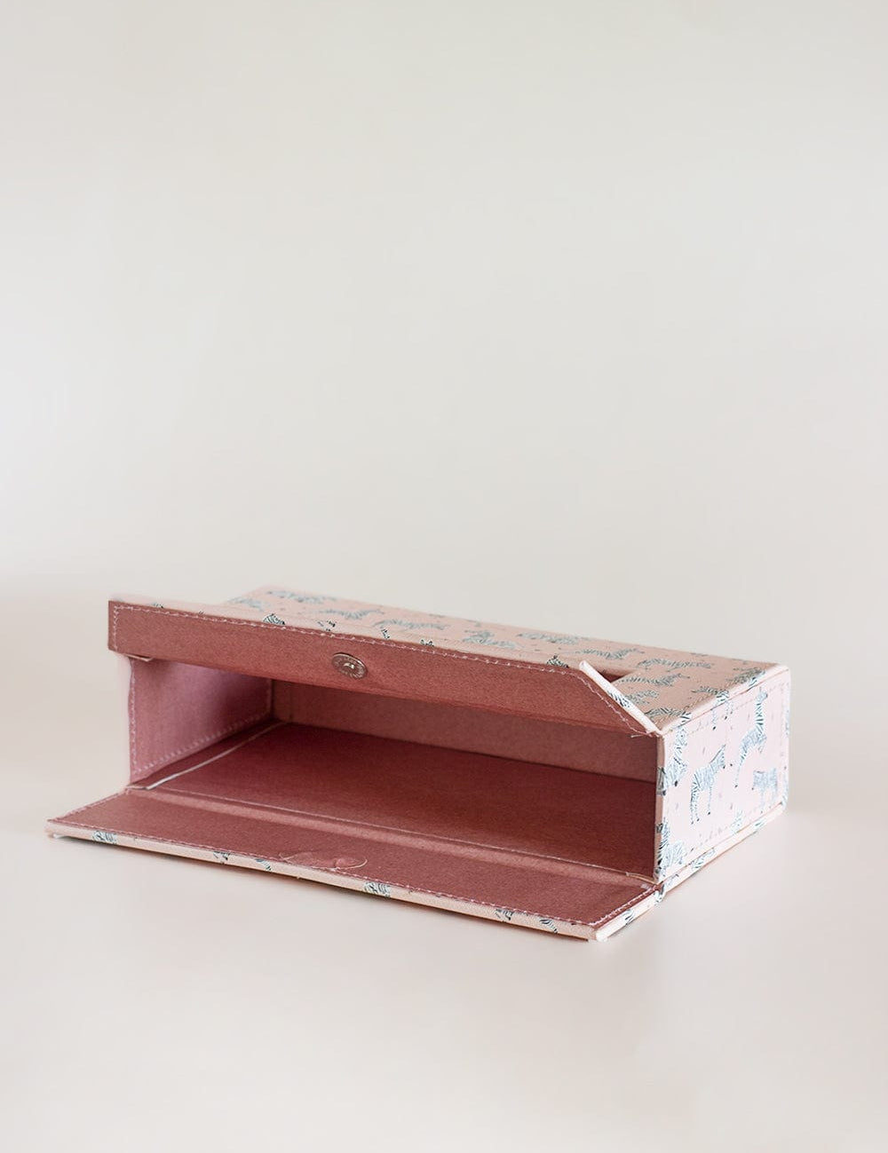 Pearlised Paper Leather Tissue Box - Pink Safari