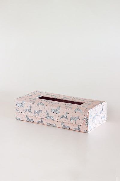 Pearlised Paper Leather Tissue Box - Pink Safari