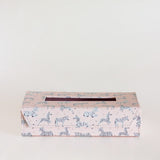 Pearlised Paper Leather Tissue Box - Pink Safari