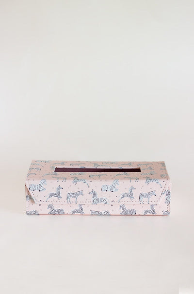 Pearlised Paper Leather Tissue Box - Pink Safari