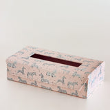 Pearlised Paper Leather Tissue Box - Pink Safari