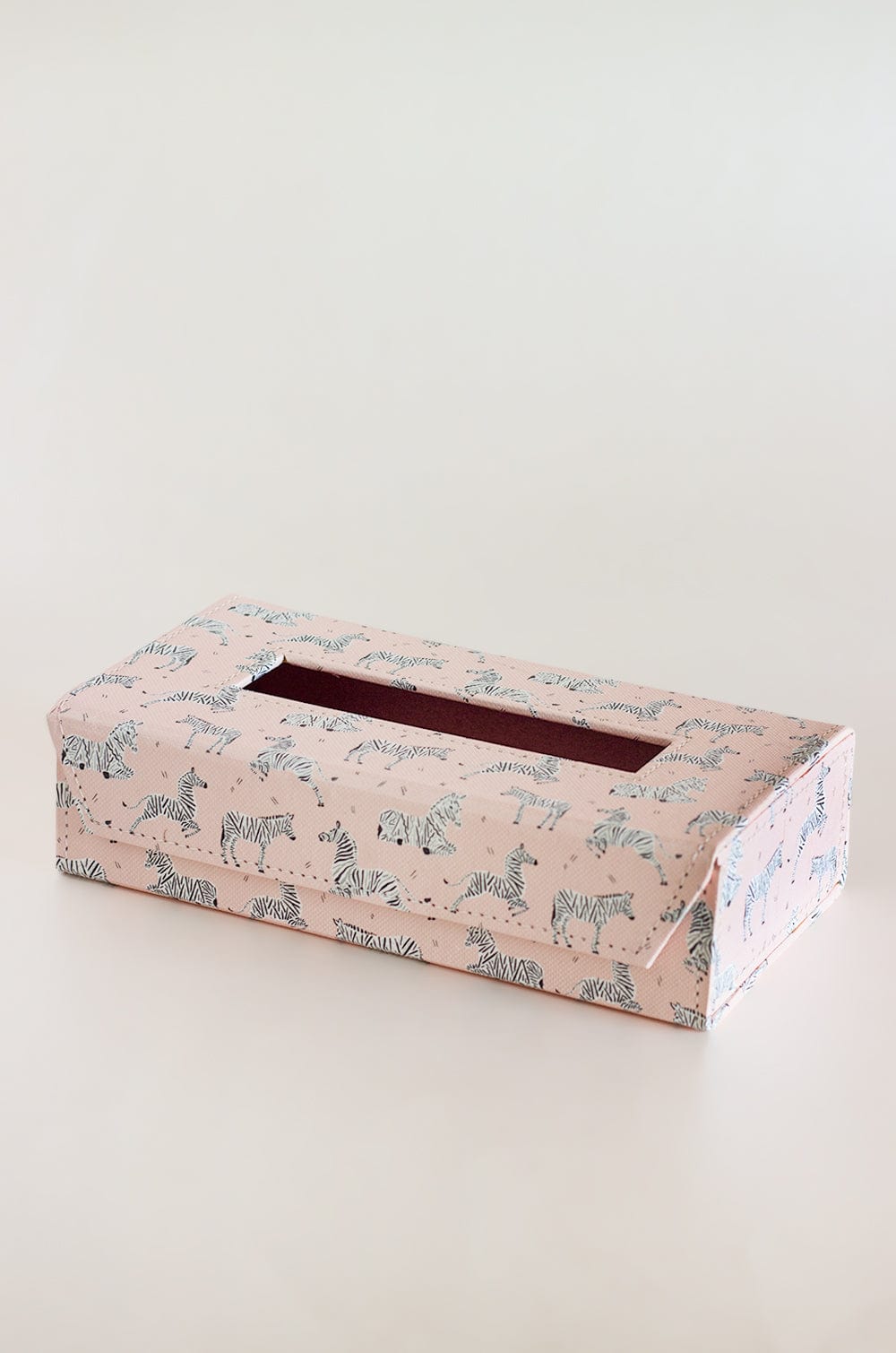 Pearlised Paper Leather Tissue Box - Pink Safari