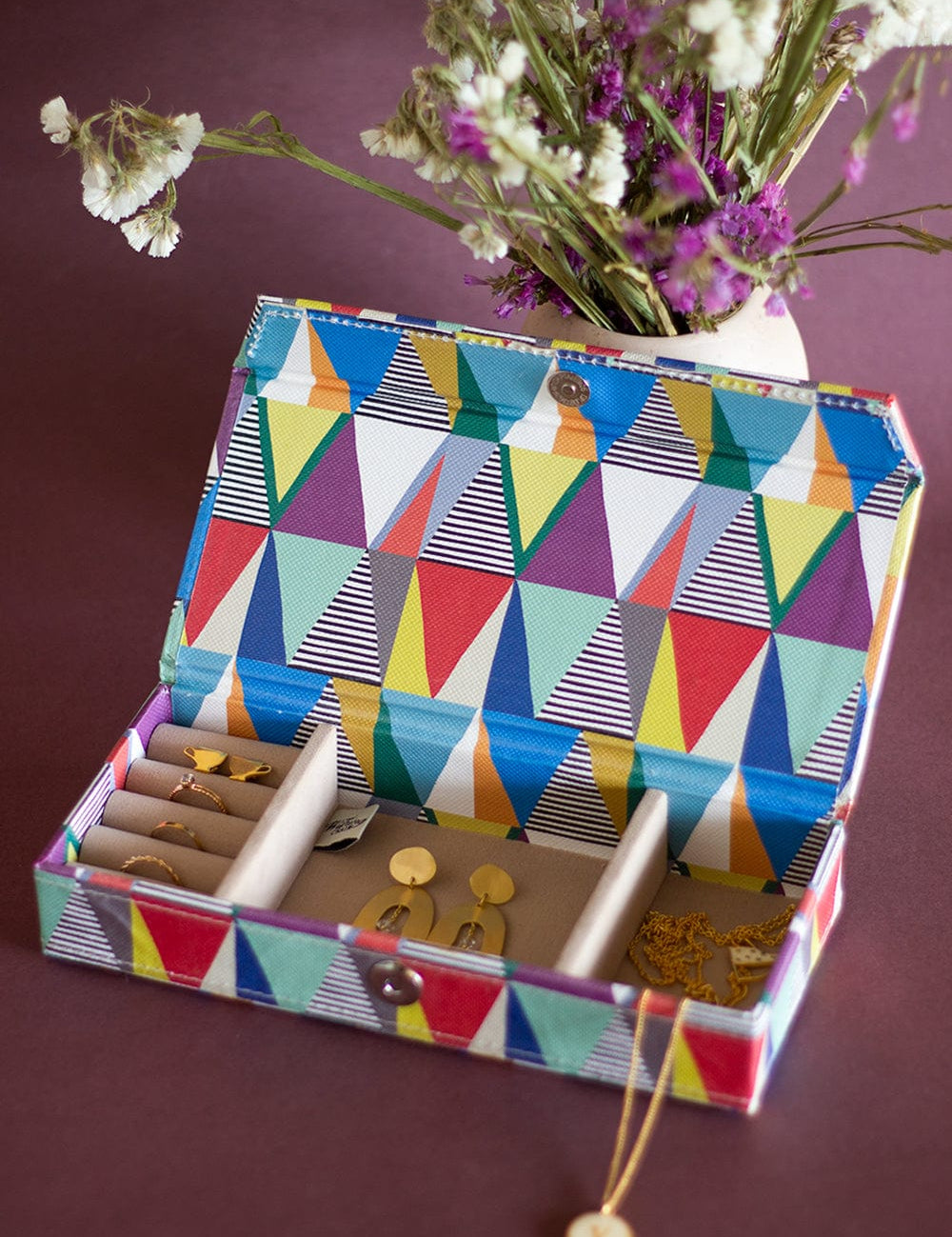 Pearlised Paper Leather Travel Jewelley Box- Kaleidoscope