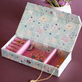 Pearlised Paper Leather Travel Jewelley Box- Mint Magnolias