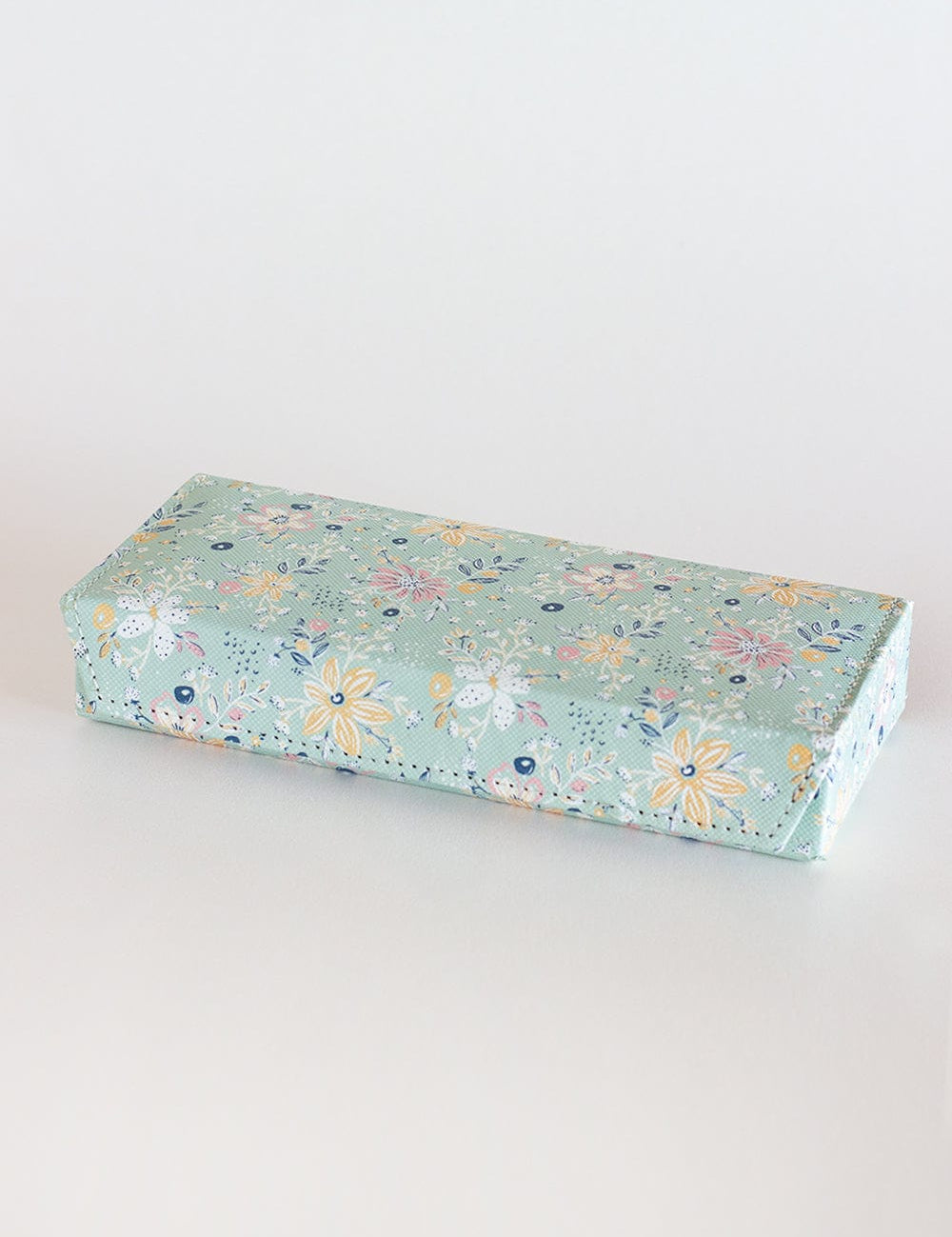 Pearlised Paper Leather Travel Jewelley Box- Mint Magnolias