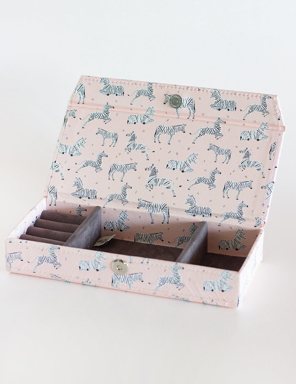 Pearlised Paper Leather Travel Jewelley Box -Pink Safari