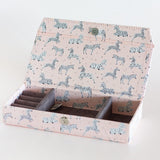 Pearlised Paper Leather Travel Jewelley Box -Pink Safari