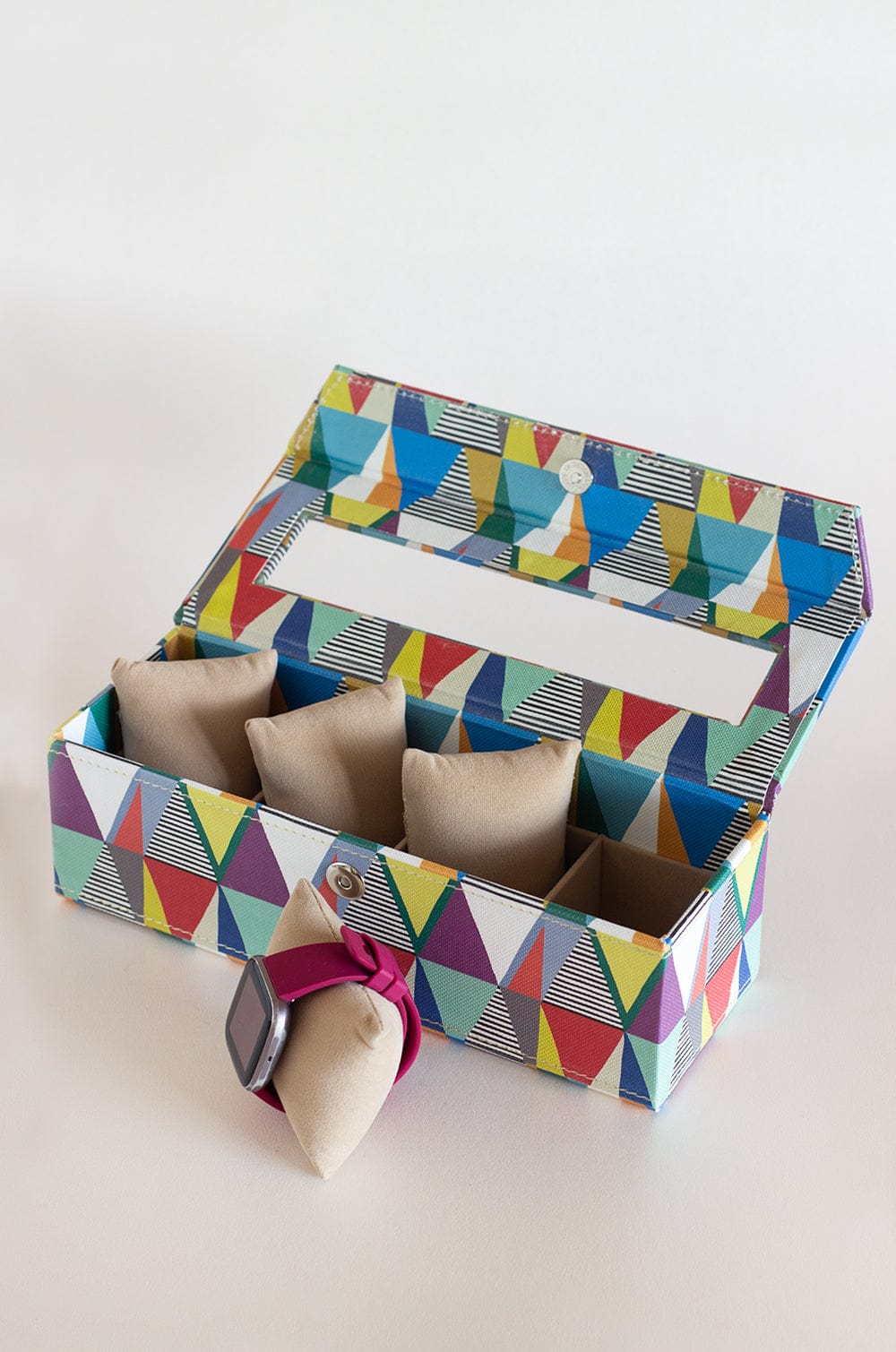 Pearlised Paper Leather Watch Box with 4 compartments- Kaleidoscope ...