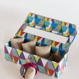 Pearlised Paper Leather Watch Box with 4 compartments- Kaleidoscope