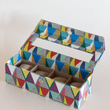 Pearlised Paper Leather Watch Box with 4 compartments- Kaleidoscope