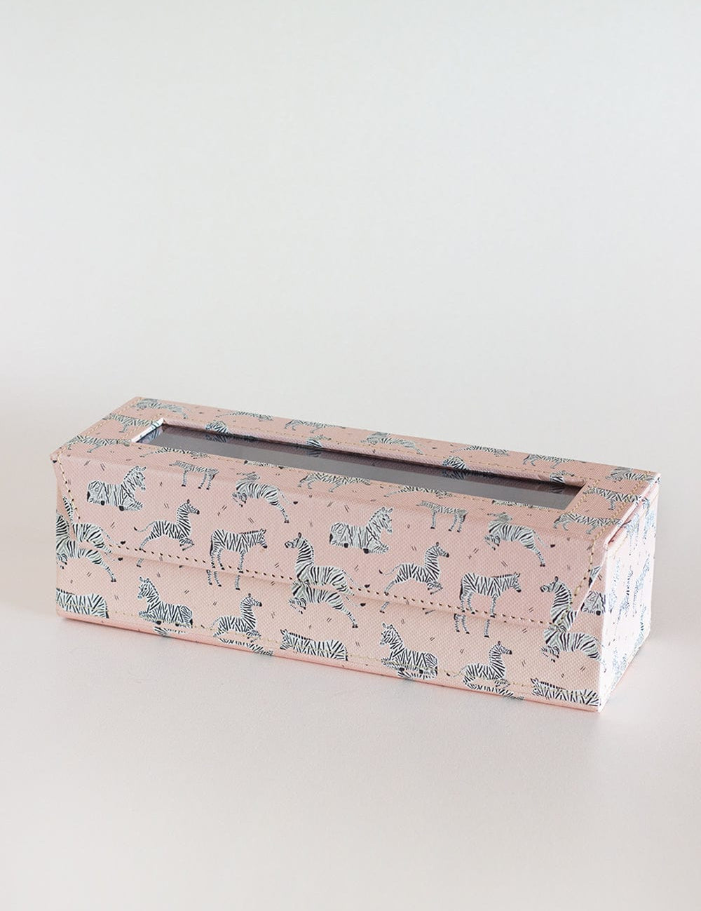 Pearlised Paper Leather Watch Box with 4 compartments - Pink Safari