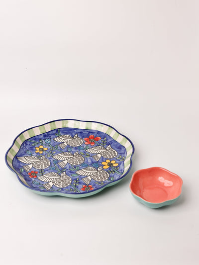 Perch -  Ceramic Chip & Dip Platter with Bowl