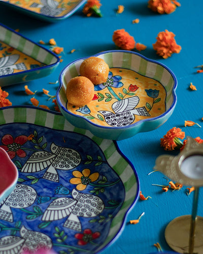 Perch Handpainted Ceramic Mini Flower Platter