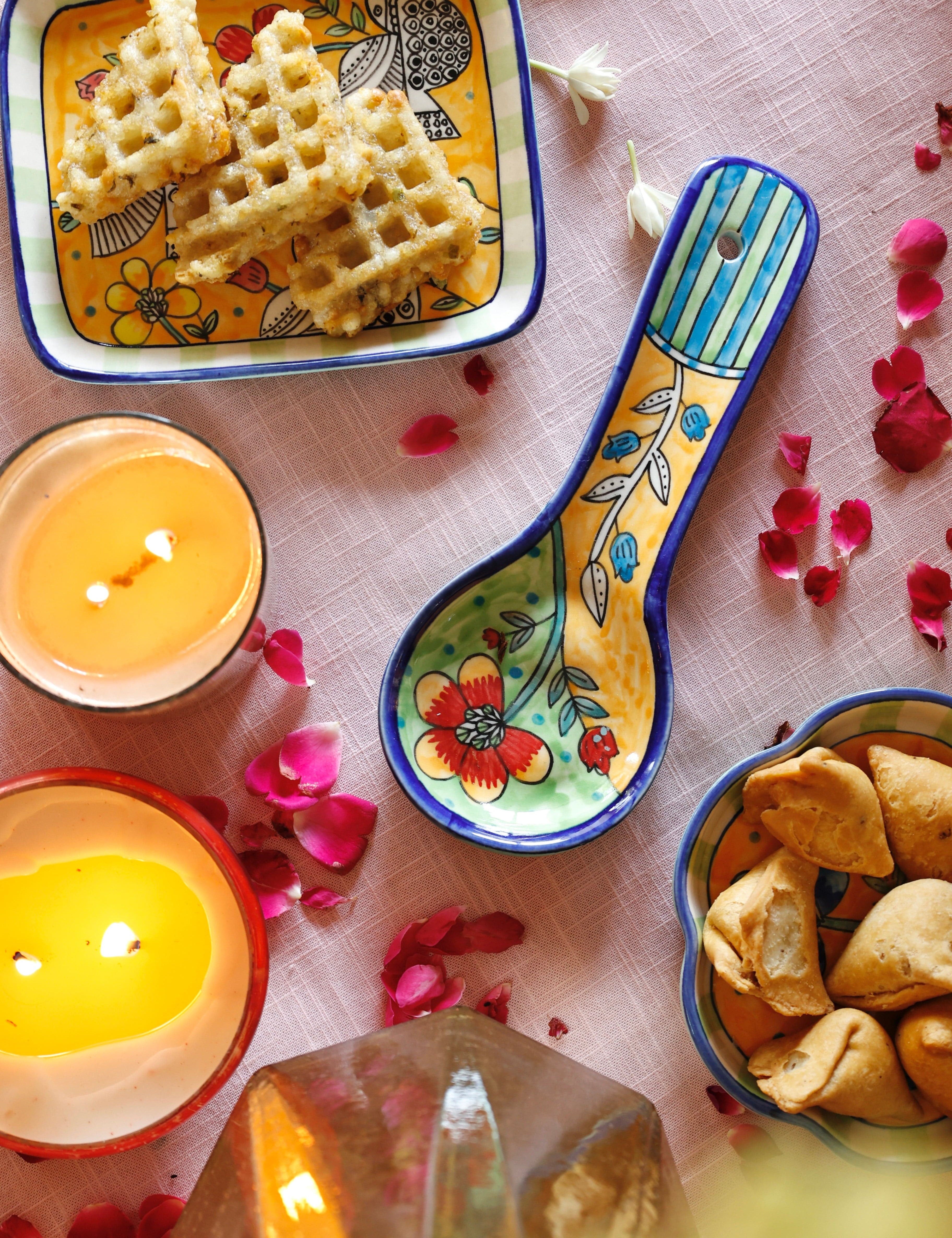 Perch Handpainted Ceramic Spoon Rest