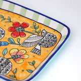 Perch Handpainted Ceramic Square Platter - Set of 2
