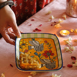 Perch Handpainted Ceramic Square Platter - Set of 2