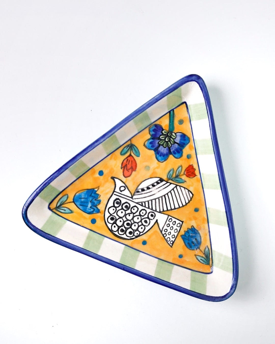 Perch Handpainted Ceramic Triangle Platter - Set of 2