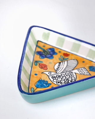 Perch Handpainted Ceramic Triangle Platter - Set of 2