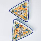 Perch Handpainted Ceramic Triangle Platter - Set of 2