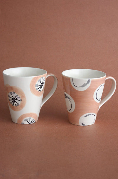 Persimmon Handpainted Ceramic Mugs - Set of 2