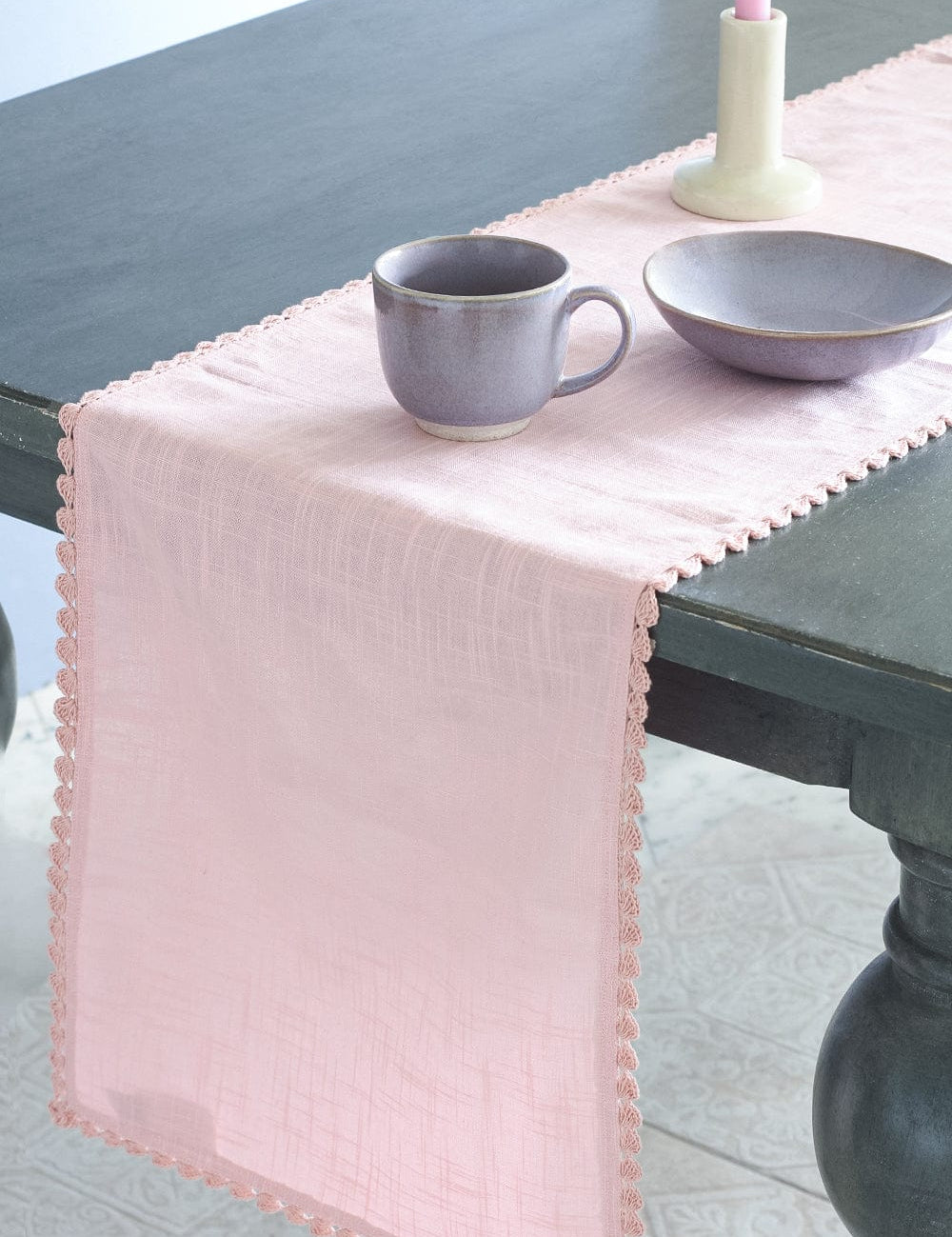 Petal Blush Hand Crochet Table Runner