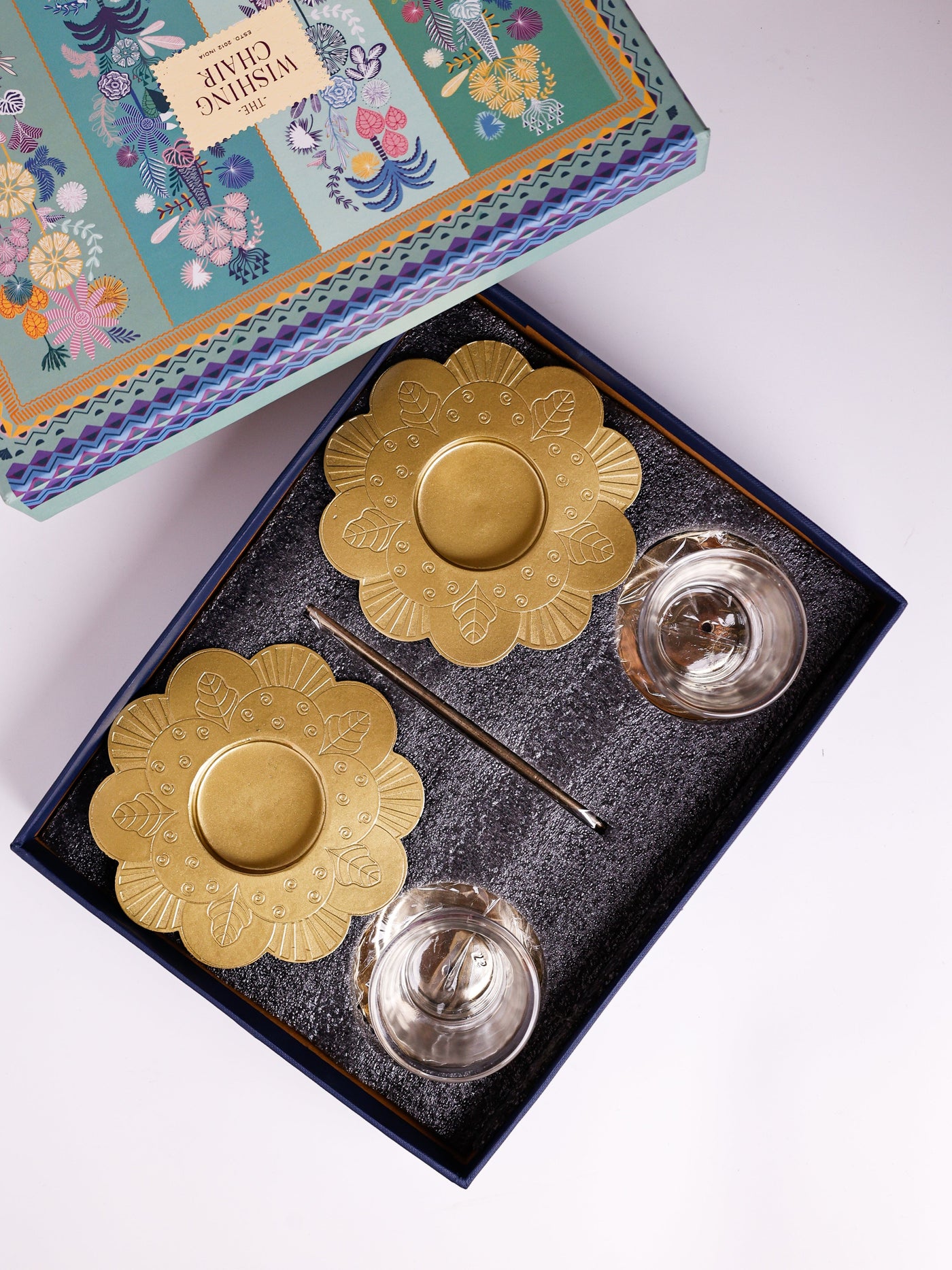 Phool Large Tealight Holders with Stand Gift Box - Set of 2