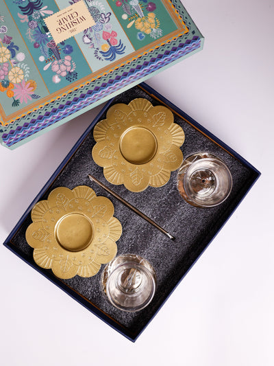 Phool Large Tealight Holders with Stand Gift Box - Set of 2