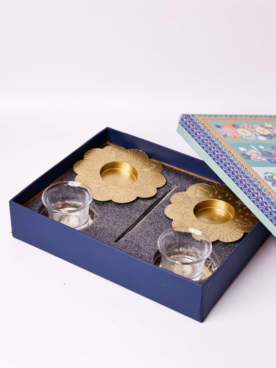 Phool Large Tealight Holders with Stand Gift Box - Set of 2