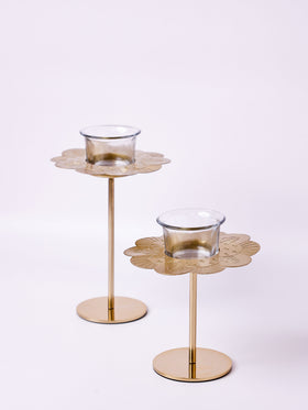 Phool Large Tealight Holders with Stand Gift Box - Set of 2