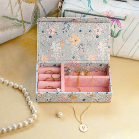 Photoframes & jewellery boxes Pearlised Paper Leather Travel Jewellery Box Small - Garden Fog