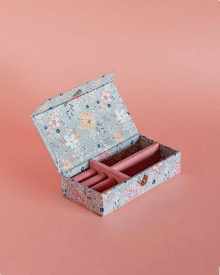 Photoframes & jewellery boxes Pearlised Paper Leather Travel Jewellery Box Small - Garden Fog