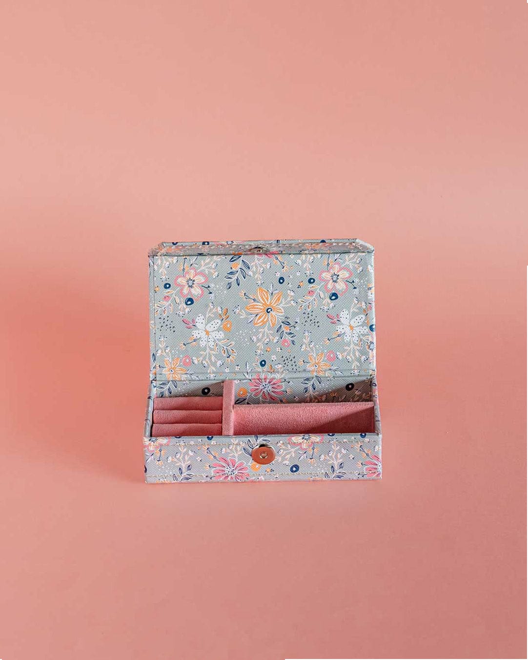 Photoframes & jewellery boxes Pearlised Paper Leather Travel Jewellery Box Small - Garden Fog