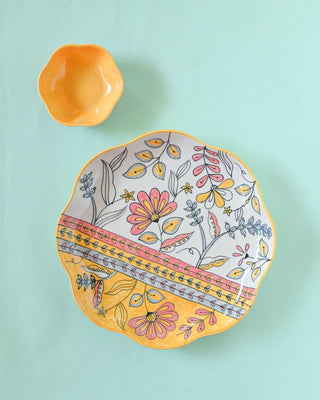 Pink Horizon Handpainted Chip n Dip Platter & Bowl