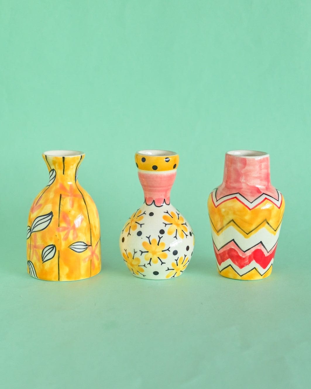 Pink Horizon Handpainted Mini Vases - Set of 3