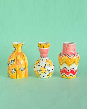 Pink Horizon Handpainted Mini Vases - Set of 3