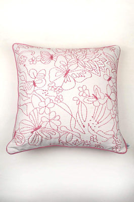 Pink Kelly Embroidered Cushion Cover