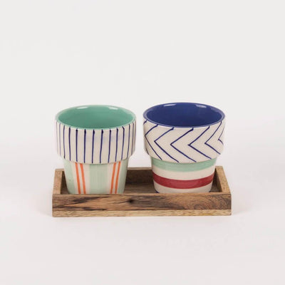 Planter- Set of 2 With Wooden Tray