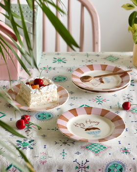 Plate Hey Honey Handpainted Ceramic Dessert Plate - Set of 4