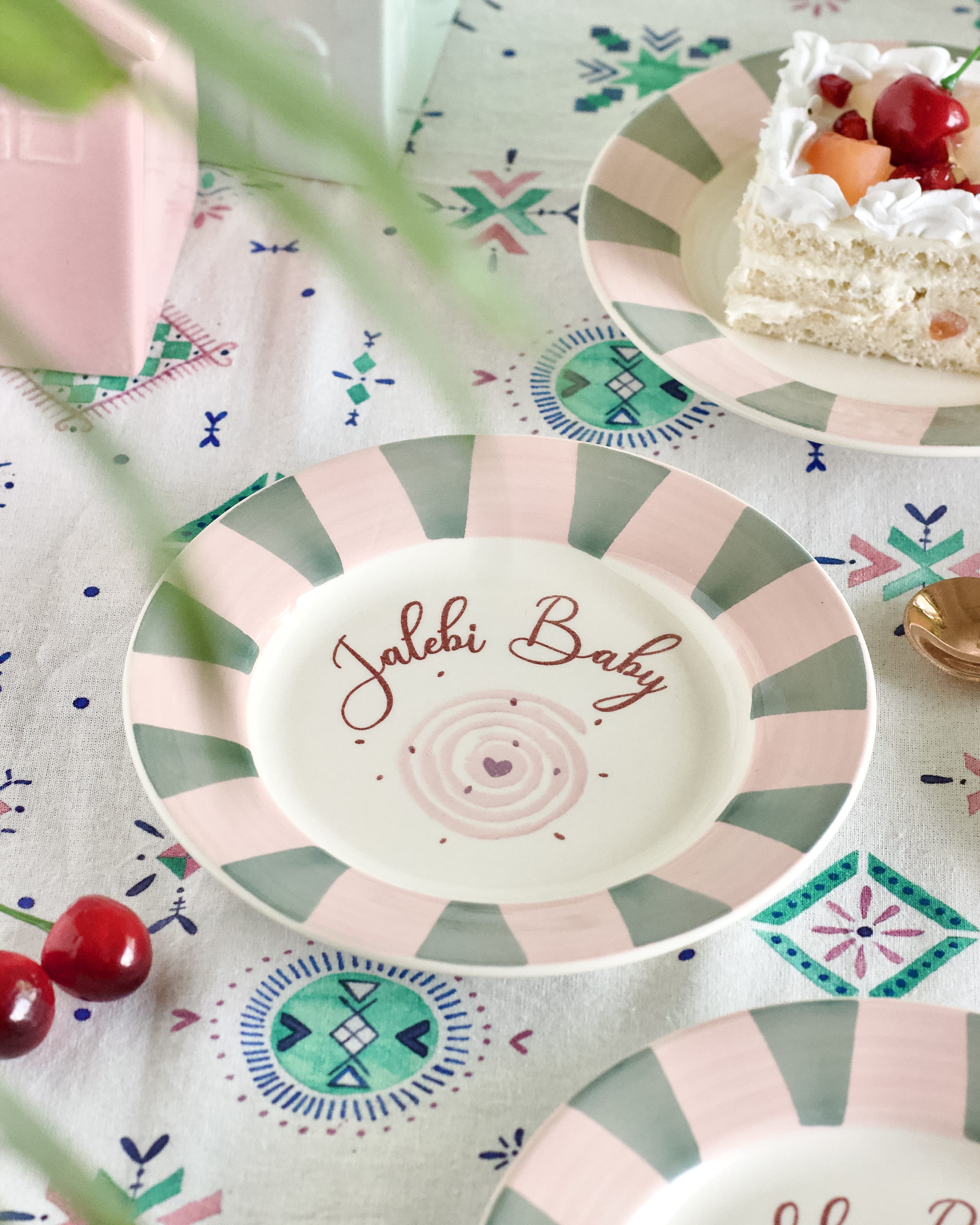Plate Jalebi Baby Handpainted Ceramic Dessert Plate 16.5 Cm