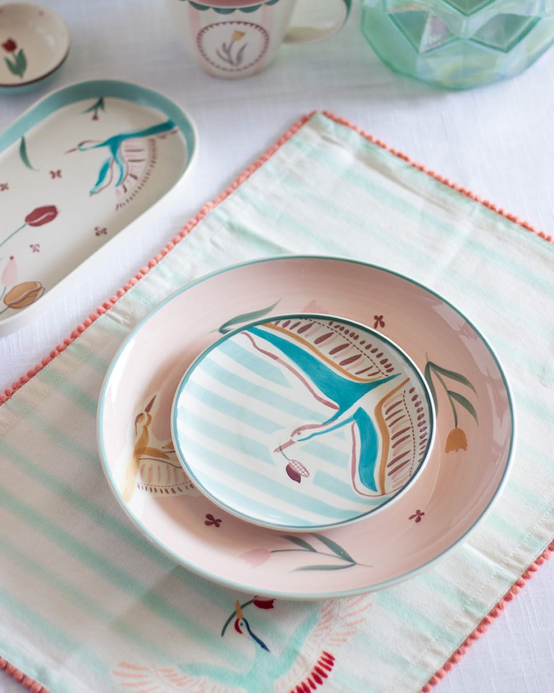 Plate Skylark Handpainted Ceramic Round Plate Curve 16cm