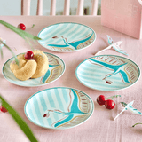 Plate Skylark Handpainted Ceramic Round Plate - Set of 4