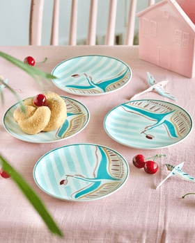 Plate Skylark Handpainted Ceramic Round Plate - Set of 4